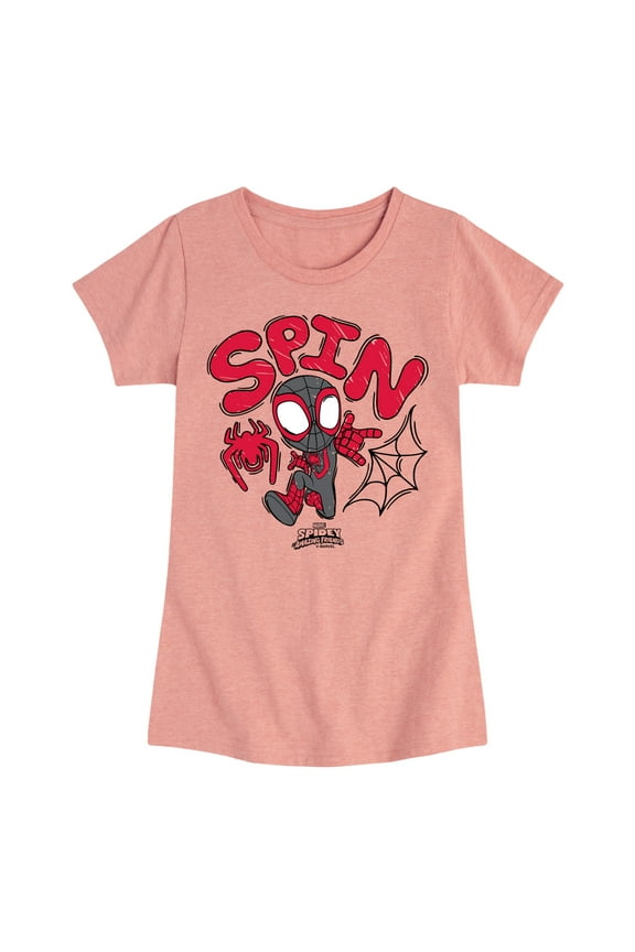 Spider-Man And His Amazing Friends - Doodle Spin - Toddler and Youth Girls Fitted Short Sleeve Tee
