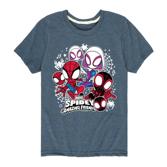 Marvel Spider-Man And His Amazing Friends - Spidey Friends Stickers - Toddler And Youth Short Sleeve Tee