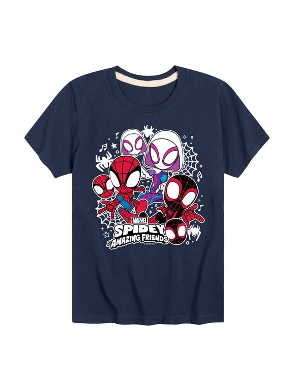 - Spider-Man And His Amazing Friends Spidey Friends Stickers Boys' Short Sleeve Graphic T-Shirt