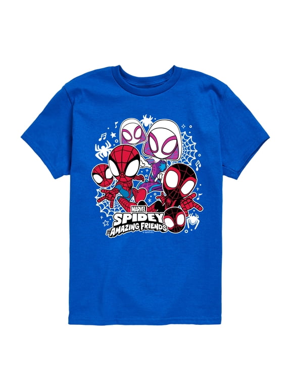 - Spider-Man And His Amazing Friends Spidey Friends Stickers Boys' Short Sleeve Graphic T-Shirt