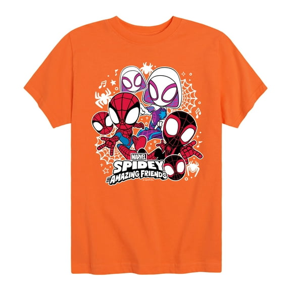 Marvel Spider-Man And His Amazing Friends - Spidey Friends Stickers - Toddler And Youth Short Sleeve Tee