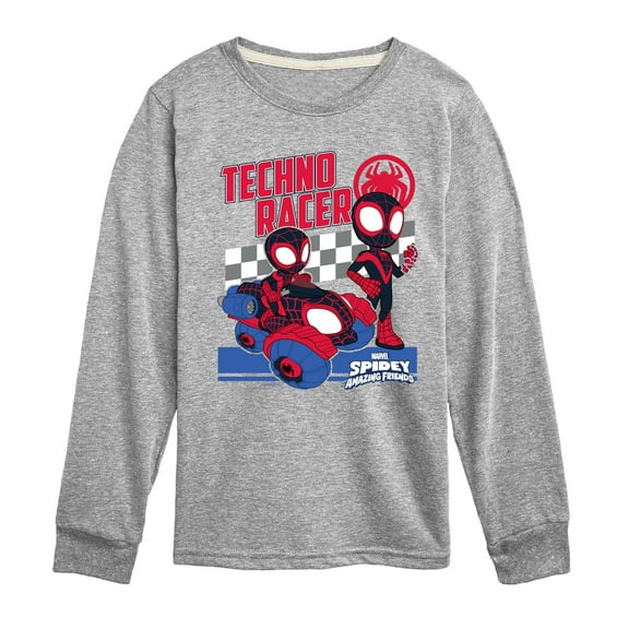 Marvel Spider-Man And His Amazing Friends - Techno Racer Morales - Toddler And Youth Long Sleeve Tee