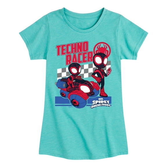 Marvel Spider-Man And His Amazing Friends - Techno Racer Morales - Toddler and Youth Girls Fitted Short Sleeve Tee