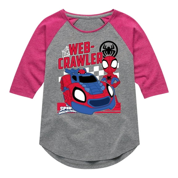 Marvel Spider-Man And His Amazing Friends - Web Crawler - Toddler and Youth Girls Shirt Tail Raglan