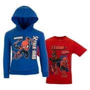 Marvel Spider-Man Avengers Miles Morales Black Panther Hoodie and T-Shirt 2-Pack for Boys, Boys Hooded Sweatshirt and Tee (Sizes 4-18)