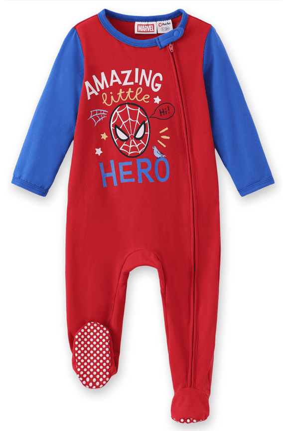 Marvel Spider-Man Baby Boys Footed Coverall Long Sleeve Zipper Romper Jumpsuit Shower Gift