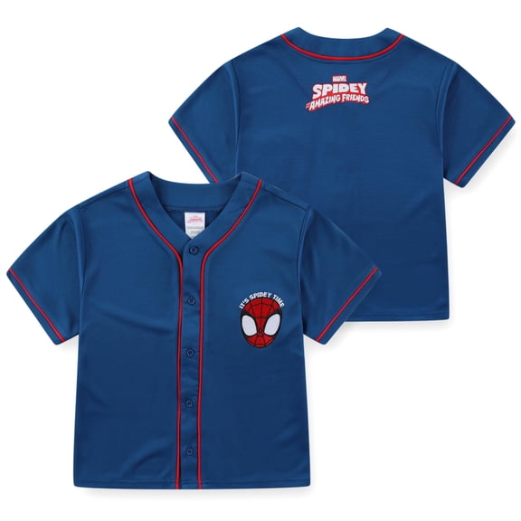 Marvel Spider-Man Baseball Jersey Button Down Shirt (Boys), Sizes 3T-7