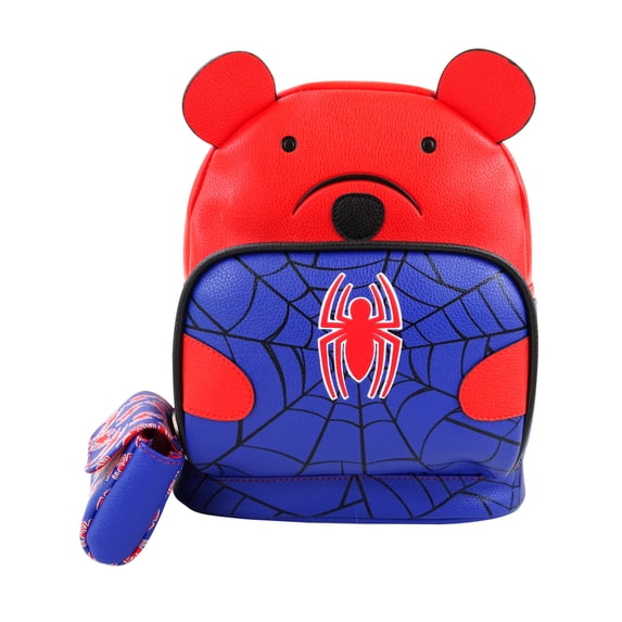 Marvel Spider-Man Bear Red Women's PU Mini Backpack with Deatchable Coin Purse