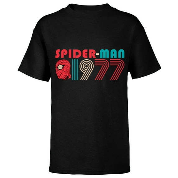 Marvel Spider-Man: Beyond Amazing 1977 Retro Classic - Short Sleeve T-Shirt for Kids - Customized-Black