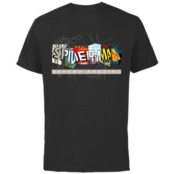 Marvel Spider-Man: Beyond Amazing Multi-Logo - Short Sleeve Cotton T-Shirt for Adults - Customized-Black
