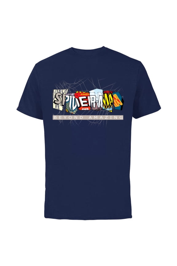 Spider-Man: Beyond Amazing Multi-Logo - Short Sleeve Cotton T-Shirt for Adults - Customized-Navy