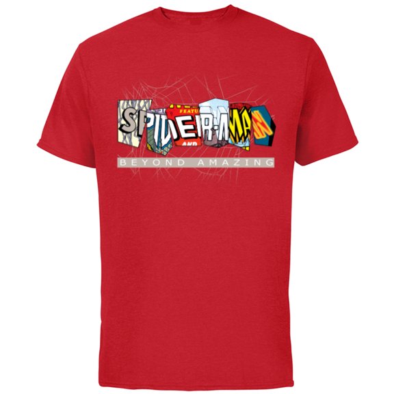 Marvel Spider-Man: Beyond Amazing Multi-Logo - Short Sleeve Cotton T-Shirt for Adults - Customized-Red
