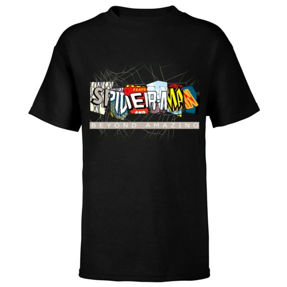 Marvel Spider-Man: Beyond Amazing Multi-Logo - Short Sleeve T-Shirt for Kids - Customized-Black
