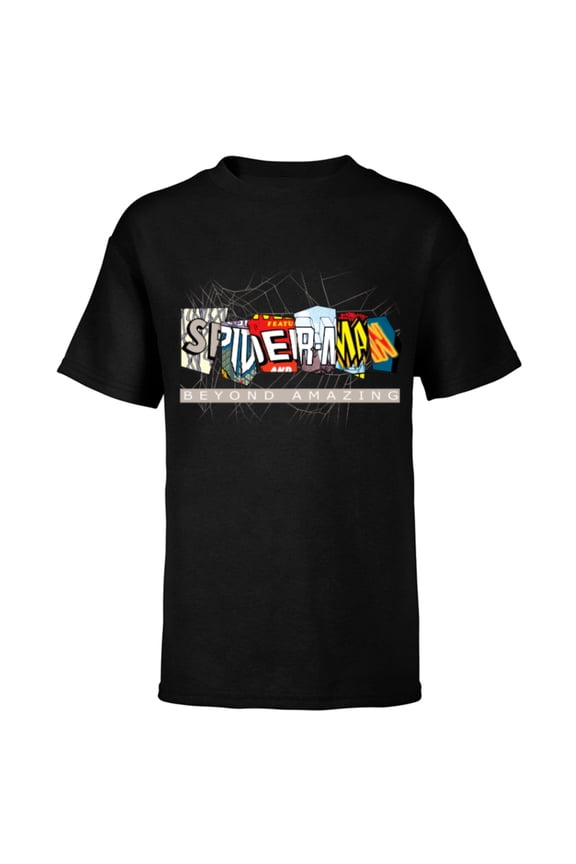 Spider-Man: Beyond Amazing Multi-Logo - Short Sleeve T-Shirt for Kids - Customized-Black