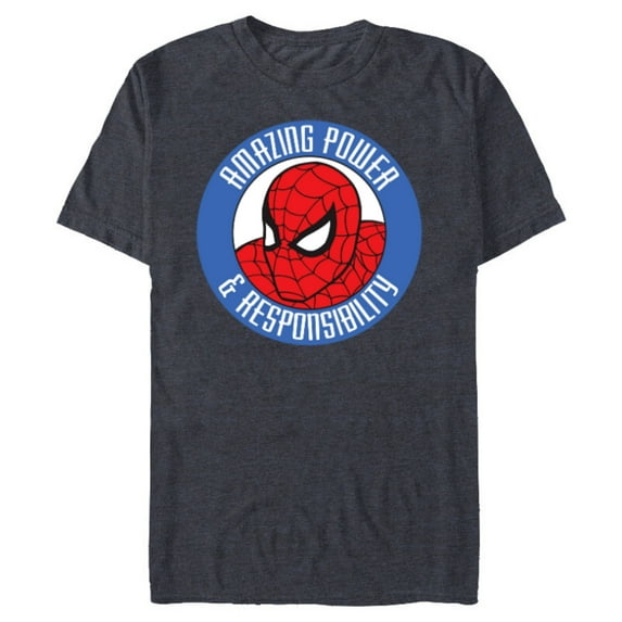 Marvel Spider-Man: Beyond Amazing Power & Responsibility - Short Sleeve Blended T-Shirt for Adults - Customized-Navy Heather