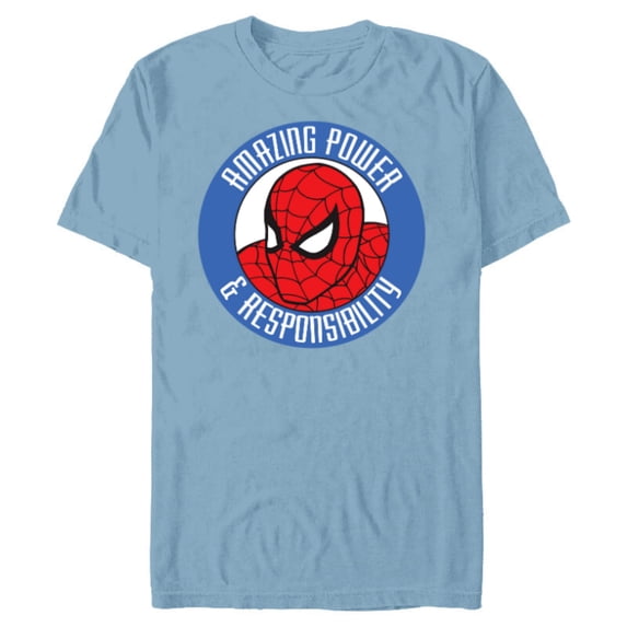 Marvel Spider-Man: Beyond Amazing Power & Responsibility - Short Sleeve Blended T-Shirt for Adults - Customized-Ocean Blue