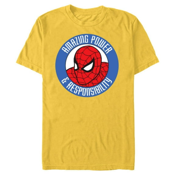 Marvel Spider-Man: Beyond Amazing Power & Responsibility - Short Sleeve Blended T-Shirt for Adults - Customized-Yellow