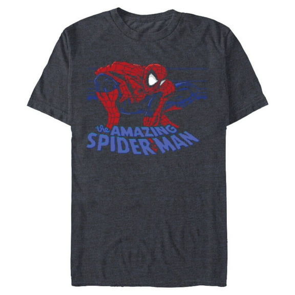 Marvel Spider-Man: Beyond Amazing Retro Pixel Web-Slinger - Short Sleeve Blended T-Shirt for Adults - Customized-Navy Heather