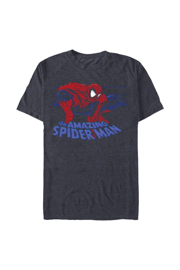 Spider-Man: Beyond Amazing Retro Pixel Web-Slinger - Short Sleeve Blended T-Shirt for Adults - Customized-Navy Heather