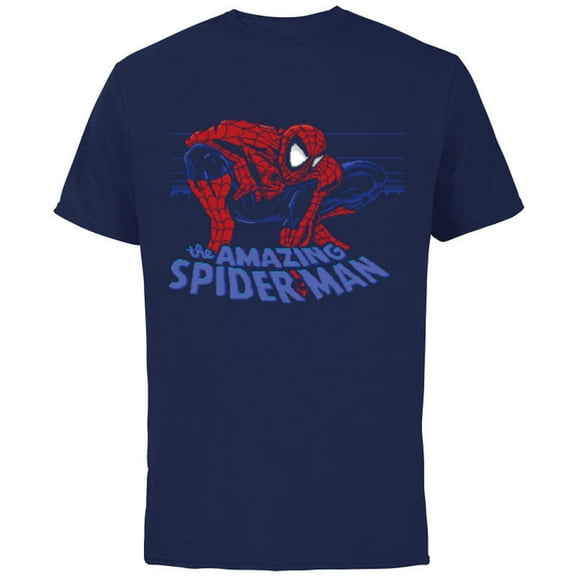 Marvel Spider-Man: Beyond Amazing Retro Pixel Web-Slinger - Short Sleeve Cotton T-Shirt for Adults - Customized-Navy