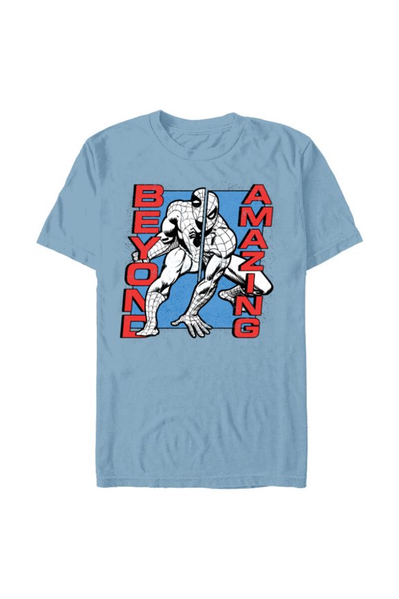 Spider-Man: Beyond Amazing Split Pose - Short Sleeve Blended T-Shirt for Adults - Customized-Ocean Blue
