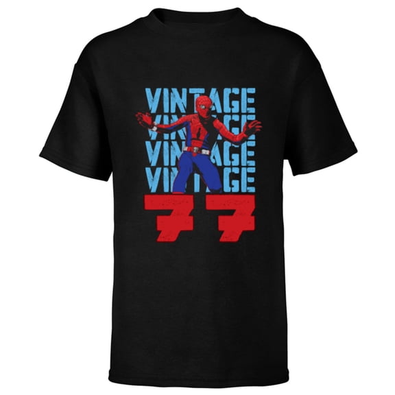 Marvel Spider-Man: Beyond Amazing Vintage Retro 1977 - Short Sleeve T-Shirt for Kids - Customized-Black