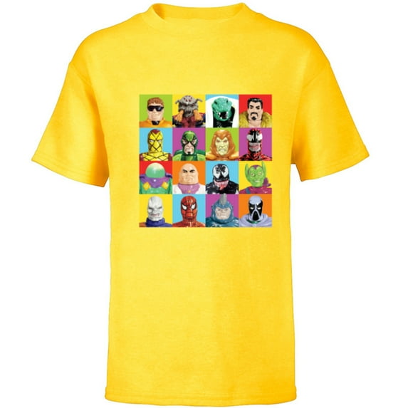Marvel Spider-Man: Beyond Amazing Vintage Retro Villains - Short Sleeve T-Shirt for Kids - Customized-Yellow