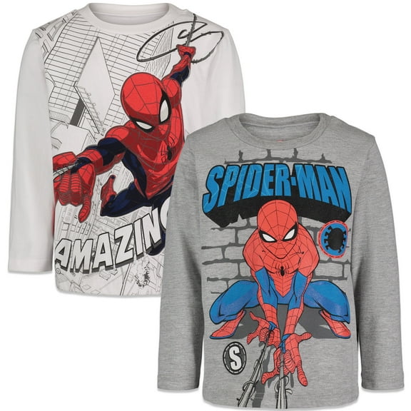 Marvel Spider-Man Big Boys 2 Pack Long Sleeve T-Shirts Toddler to Big Kid