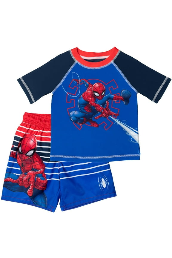 Blue Quick Drying Pullover Rash Guard & Swim Trunks Outfit Set 14-16(Boy's)