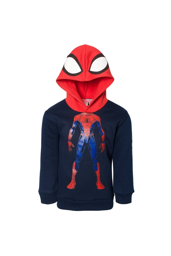 Spider-Man Big Boys' Cosplay Fleece Pullover Hoodie Spider Man Navy Red