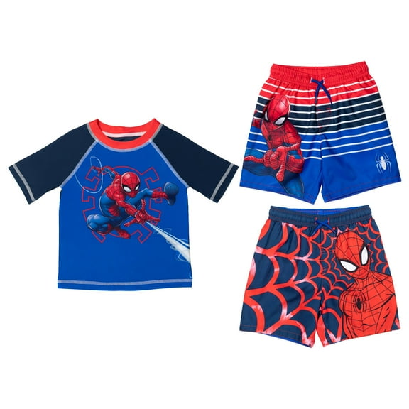 Marvel Spider-Man Big Boys Pullover Rash Guard and Swim Trunks Toddler to Big Kid