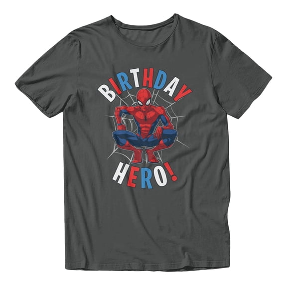 Marvel Spider-Man Birthday Hero Men's T Shirt (Charcoal, S-XXXL)