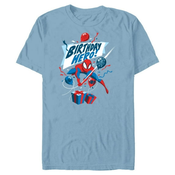 Marvel Spider-Man Birthday Hero - Short Sleeve Blended T-Shirt for Adults - Customized-Ocean Blue