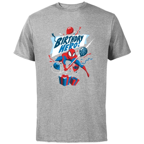 Marvel Spider-Man Birthday Hero - Short Sleeve Cotton T-Shirt for Adults - Customized-Athletic Heather
