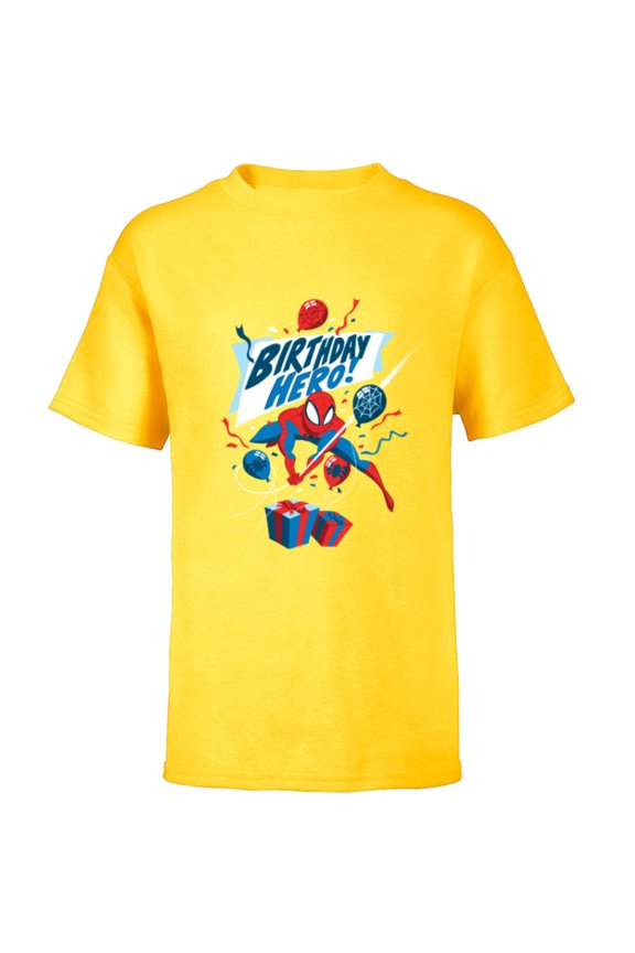 Spider-Man Birthday Hero - Short Sleeve T-Shirt for Kids - Customized-Yellow