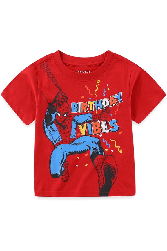 Spider-Man Birthday Short Sleeve T-Shirt (Boys), Sizes 2T-7