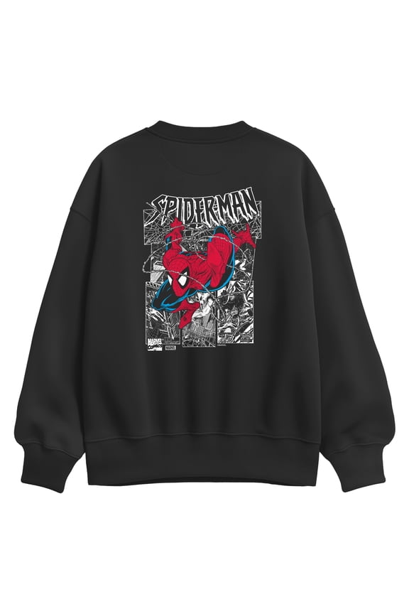 - Spider-Man Black & White Comic Panels - Women's Oversized Fleece Crew Sweatshirt