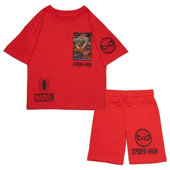 Marvel Spider-Man Boy’s Short Sleeve T-Shirt & Shorts, 2-Piece Gamer Outfit Set for Kids (Size 4-56)
