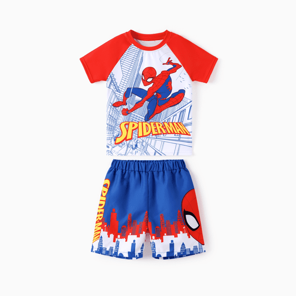 Marvel Spider-Man Boys 2 Pieces Swimsuit Rash Guard & Swim Trunks Bathing Suits Set Sizes 2-13