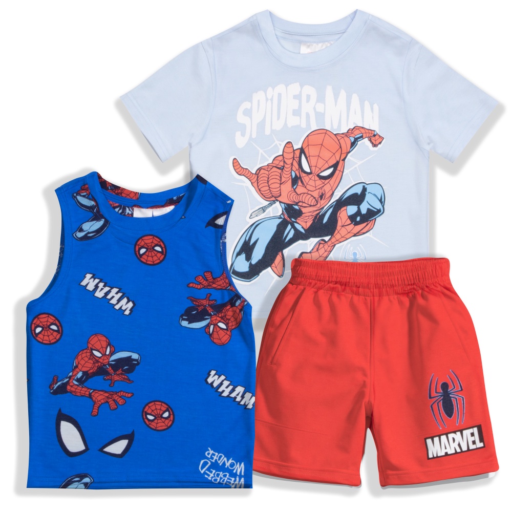 Marvel Spiderman & Captain America 6 Month To 6 Year Kids Summer Time T-shirt Set