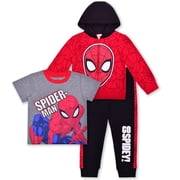 Marvel Spider-Man Zip Up Hoodie T-Shirt and Jogger Pants Set Boys, 3 Piece, Sizes 2T-8