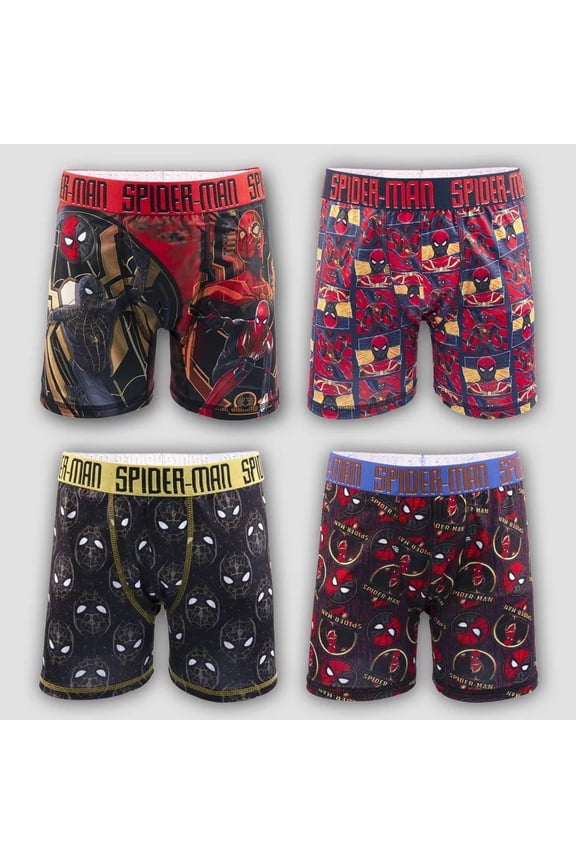 Marvel Spider-Man Boys' 4pk Athletic Boxer Briefs Underwear Spandex