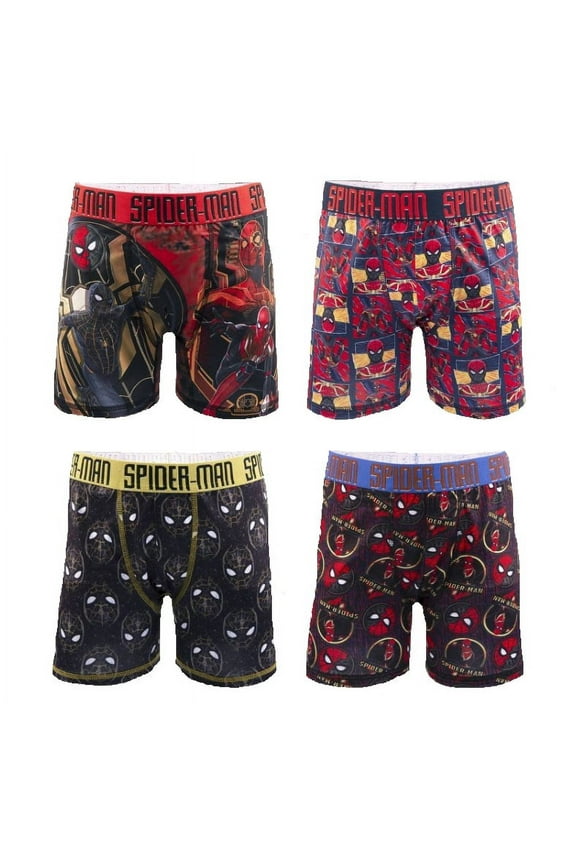 Spider-Man Boys' 4pk Athletic Boxer Briefs Underwear Spandex