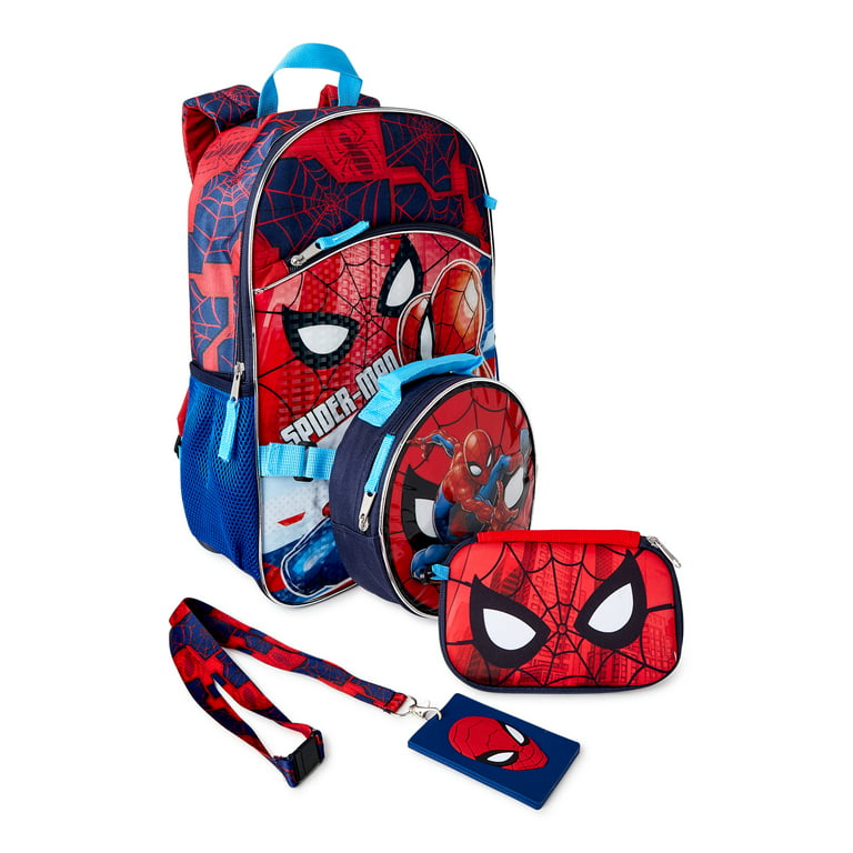 Fast Forward Marvel Spiderman Backpack with Lunch Box - Bundle with  Spiderman Backpack for Boys 4-6, Spiderman Lunch Box, Water Pouch, Stickers