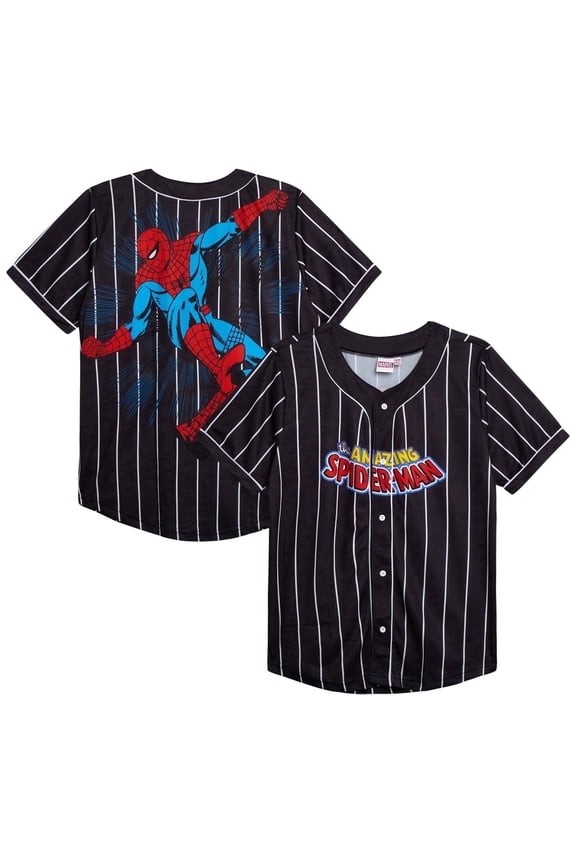 Boys Baseball Jersey Spider-Man Mickey Mouse Button Up Sports Jersey for Kids