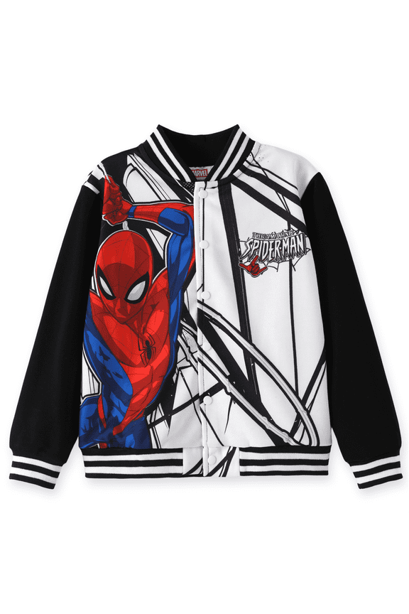 Marvel Spider-Man Boys Bomber Jackets Black Varsity Lightweight Sweatshirts Gift Fall Spring 4-5T