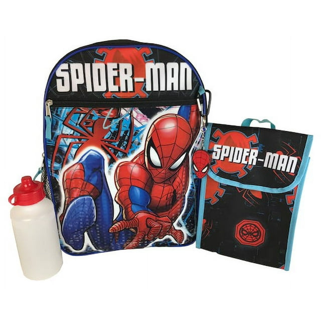 Marvel Spider-Man Boys' Child Backpack with Lunch 5-Piece Set