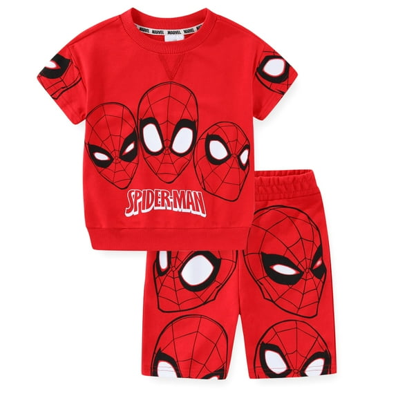 Marvel Spider-Man Boys French Terry T-Shirt and Shorts (Boys), 2 Piece Set, Sizes 3T-10