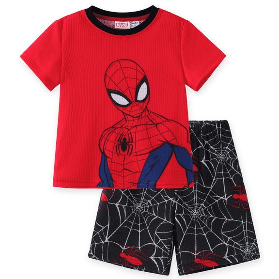 Marvel Spider-Man Boys Graphic Tee T-shirt and Shorts 2 Pieces Sets School Sports Summer Outfits Kids 6-7Y