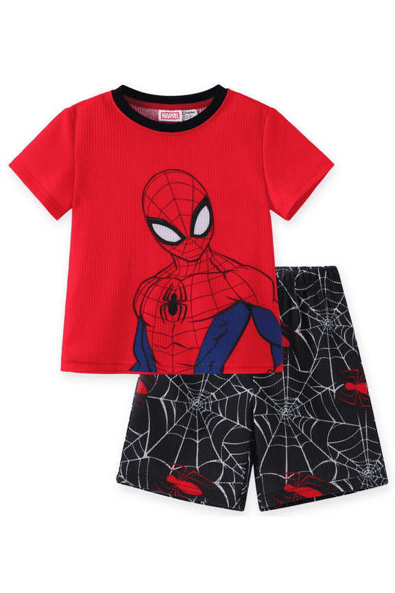 Marvel Spider-Man Boys Graphic Tee T-shirt and Shorts 2 Pieces Sets School Sports Summer Outfits Toddlers Kids 3-4T